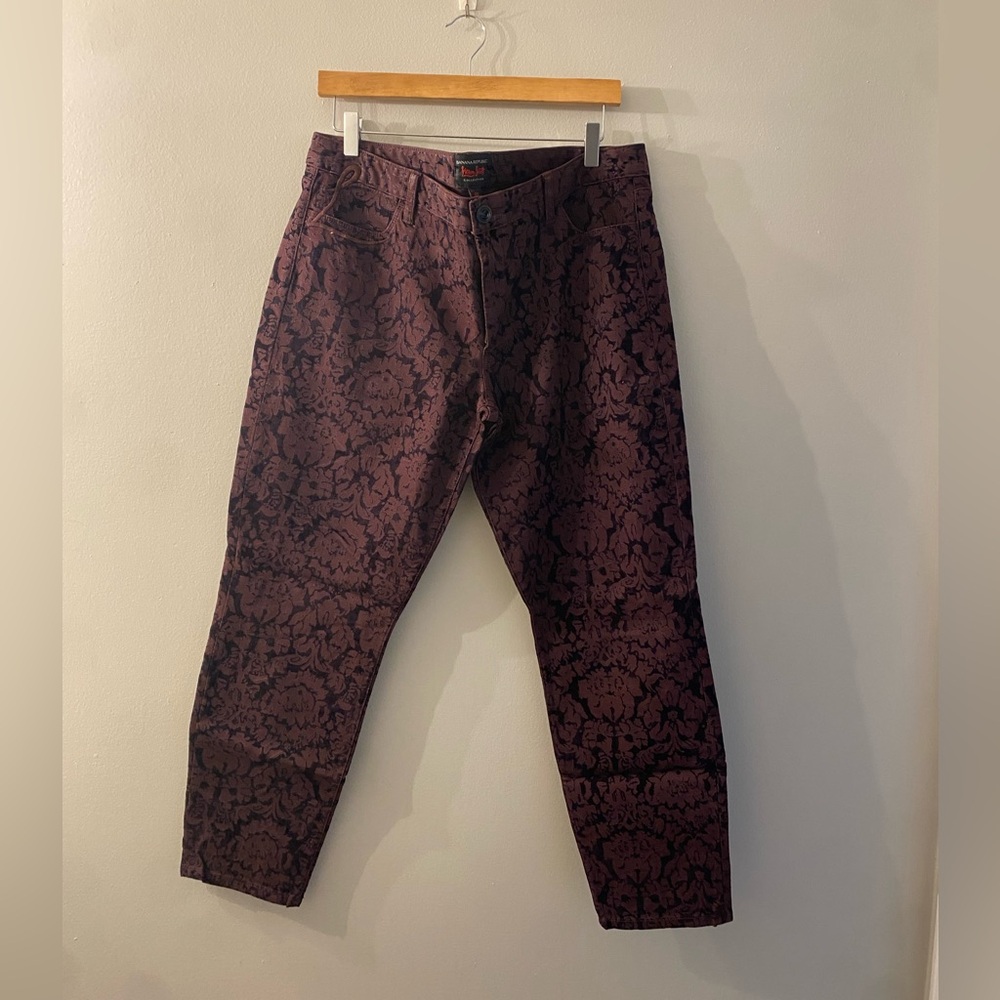 Banana Republic Loren Scott Maroon Flowered Pants